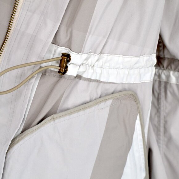 BURBERRY BRIT Checked Twill Jacket Hooded Drawstring Neutral Beige Women's 10 - Picture 8 of 13